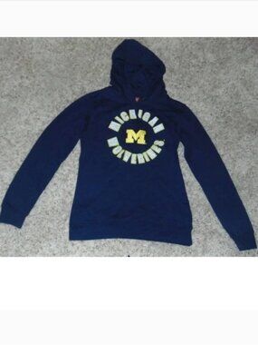 NCAA Michigan Wolverines Sweatshirt Womens XL Hoodie Blue Long Sleeve Pullover